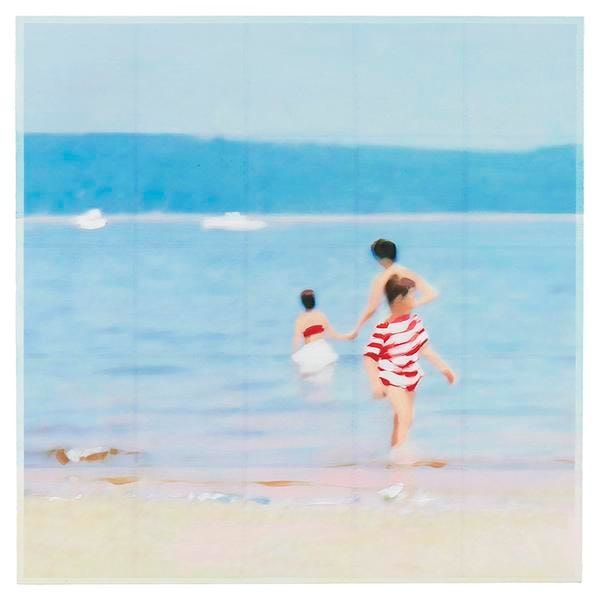 Isca Greenfield-Sanders, Striped Bathers, 2015, Mixed media oil on canvas, 35 x 35 inches, 88.9 x 88.9 cm, AMY#27804