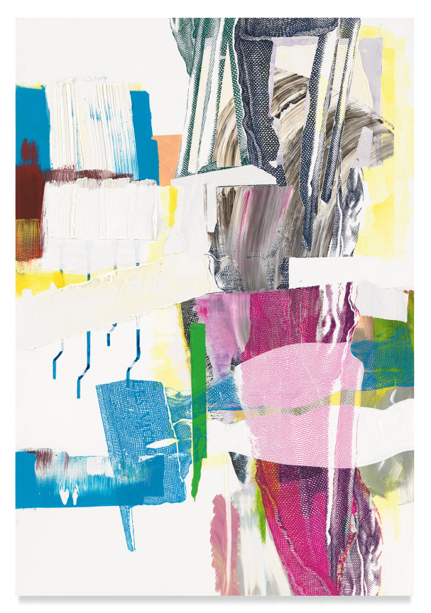 pylon VS, 2020, Oil and silkscreen on wood, 57 1/8&nbsp; x 39 1/2 inches,145.1 x 100.3 cm, MMG#32488