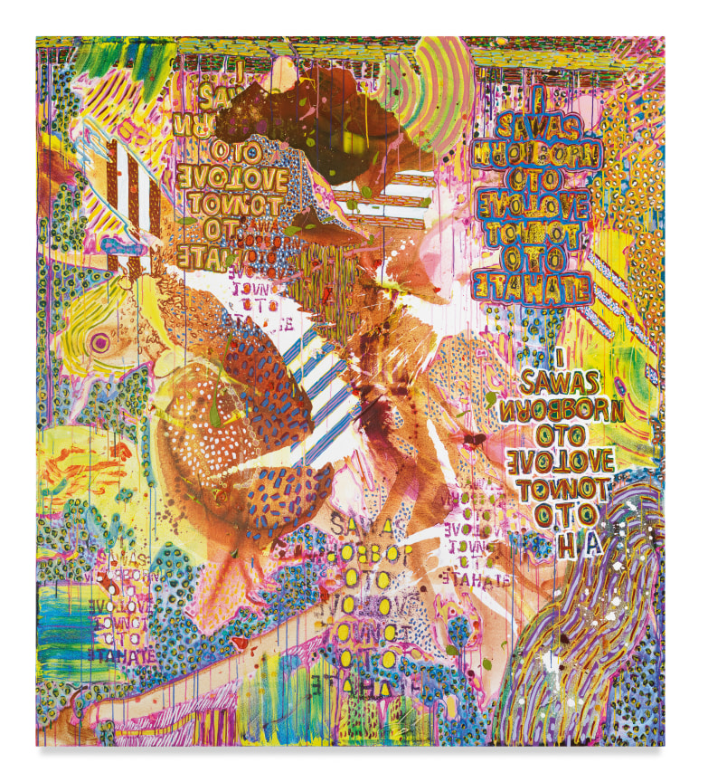 Semaphore, 2023, Acrylic, acrylic ink, colored pencil and silk screen on canvas, 90 x 80 inches, 228.6 x 203.2 cm,&nbsp;MMG#35187