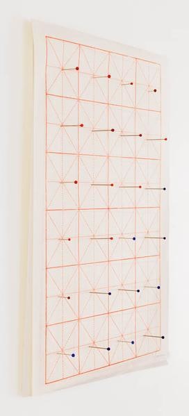 You are here, 2015, Glass head pins and Chinese calligraphy paper, 17 x 13 inches, 43.2 x 33 cm, AMY#27936