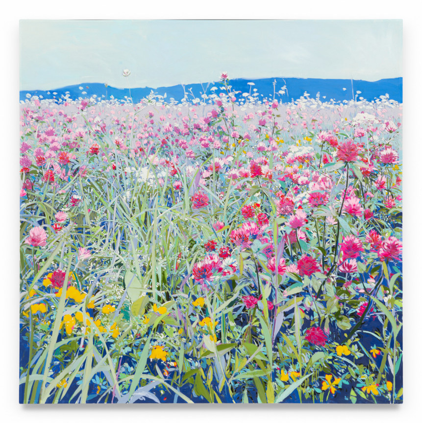 Pink Wildflowers, 2024, Mixed media oil on canvas, 51 x 51 inches, 129.5 x 129.5 cm, MMG#37367