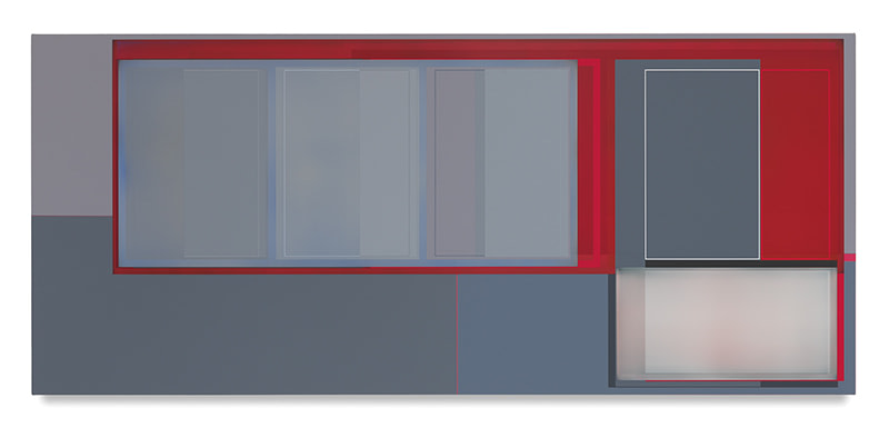 Patrick Wilson, Above Gray Lake, 2018, Acrylic on canvas, 35 x 80 inches, 88.9 x 203.2 cm, MMG#30108