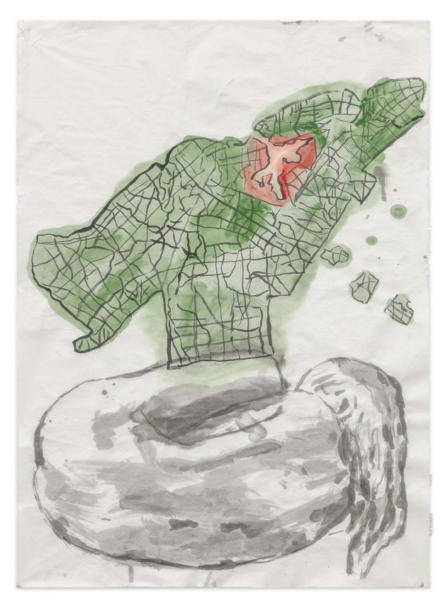 The Swarm, 2022, Ink and watercolor on paper, 43 1/2 x 32 inches, 110.5 x 81.3 cm, MMG#34655