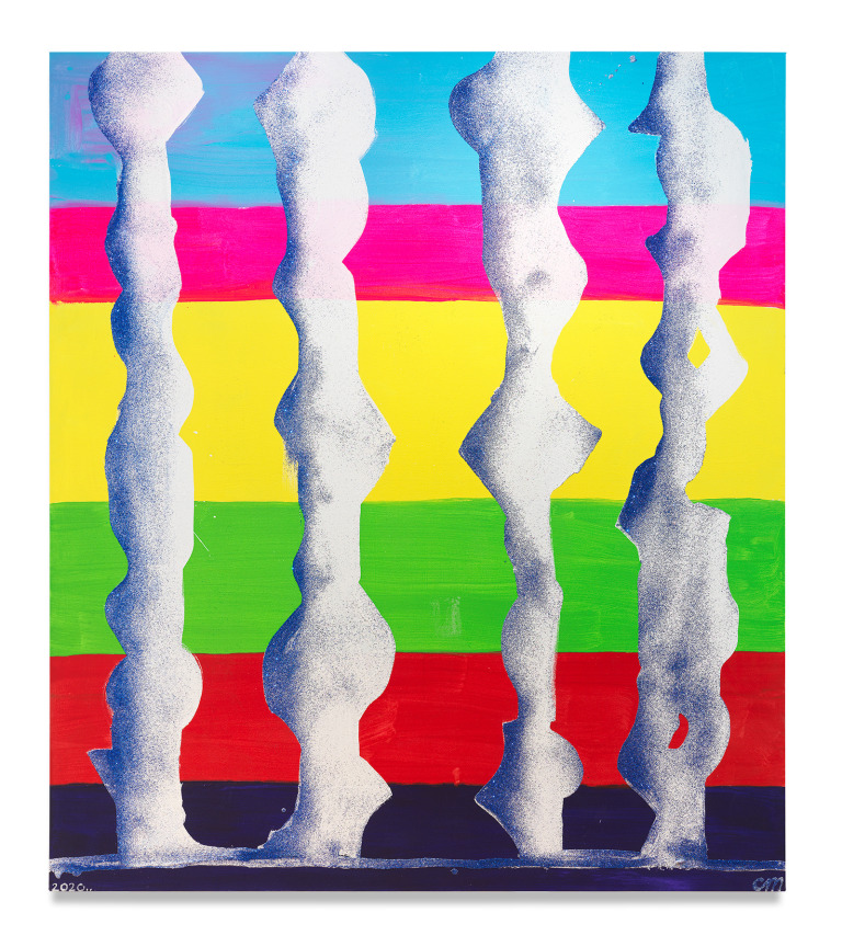 Chris Martin,&nbsp;After the Rain #3, 2020, Acrylic and glitter on canvas, 88 x 77 inches, 223.5 x 195.6 cm, MMG#33083