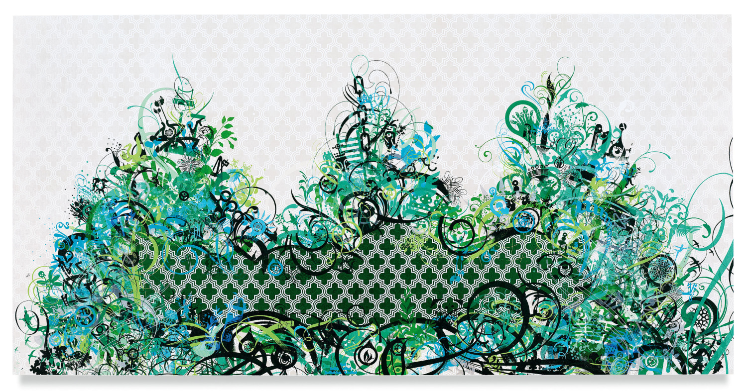 Mindscape 24, 2019, Acrylic and metal leaf on linen, 36 x 72 inches, 91.4 x 182.9 cm, MMG#31660