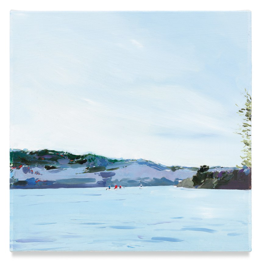 Canoes, 2019, Mixed media oil on canvas, 14 x 14 inches, 35.6 x 35.6 cm, (MMG#32075)