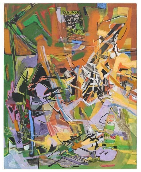 Saw Blades, 2015, Acrylic, collage, etching, and oil stick on linen, 20 x 16 inches, 50.8 x 40.6 cm, A/Y#22535