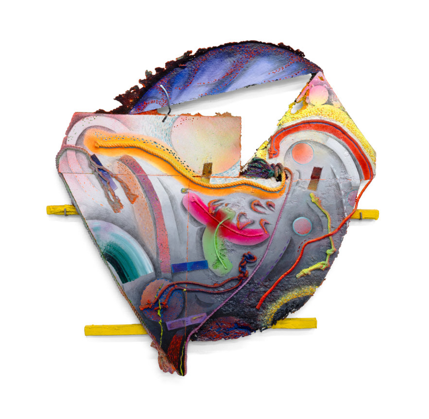 if only, if yet, 2023, Oil and enamel paint, graphite on cast aluminum/painted wood, 28 1/2 x 28 x 3 inches, 72.4 x 71.1 x 7.6 cm,&nbsp;MMG#35100