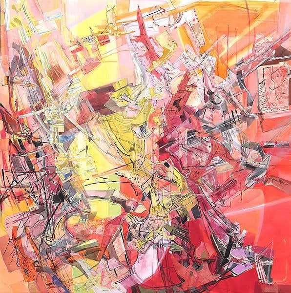 Morning View, 2013, Acrylic, collage, and oil on canvas, 80 x 80 inches, 203.2 x 203.2 cm, A/Y#21202