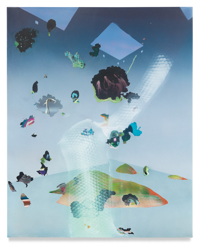 the new gods, 2022, Acrylic on canvas over panel, 23 3/4 x 19 inches, 60.3 x 48.3 cm, MMG#34011