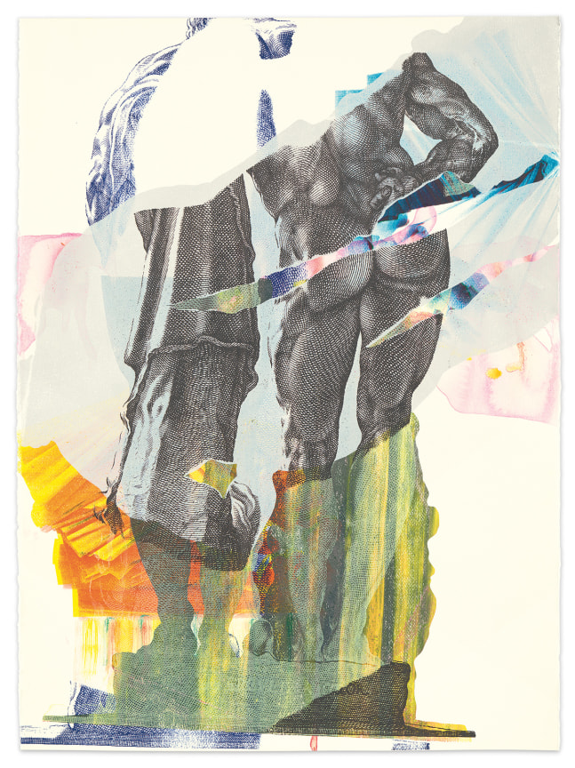 disloziert 9, 2018, Acrylic and silkscreen on handmade paper, 29 7/8 x 22 inches, 75.9 x 55.9 cm, MMG#32693