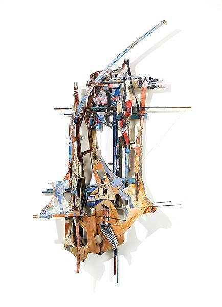Mast Womb, 2013, Acrylic, oil, collage, paper, linen, muslin, wood, steel, and wire, 114 x 68 x 22 1/2 inches, 289.6 x 172.7 x 57.2 cm, A/Y#20942