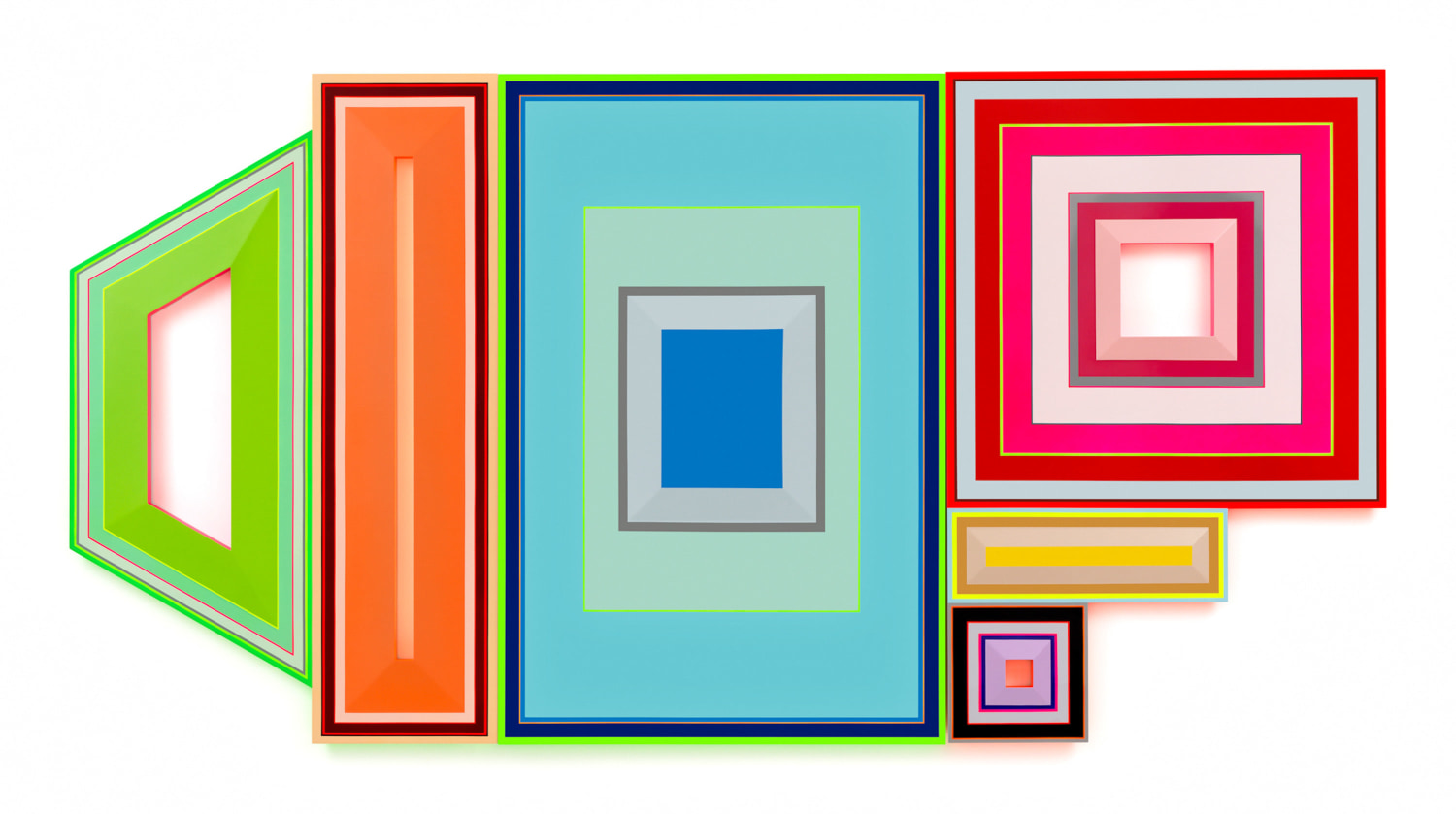 Polypharmacy: Stability, Calm, Confidence, Energy, Tranquility, Contentment, 2025,, Urethane paint on wood,72 x 141 inches, 182.9 x 358.1 cm, MMG#37587