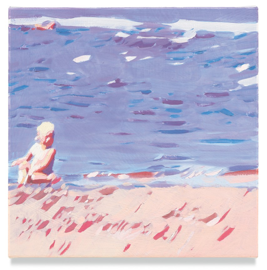 Purple Beach, 2019, Mixed media oil on canvas, 14 x 14 inches, 35.6 x 35.6 cm, (MMG#32085)