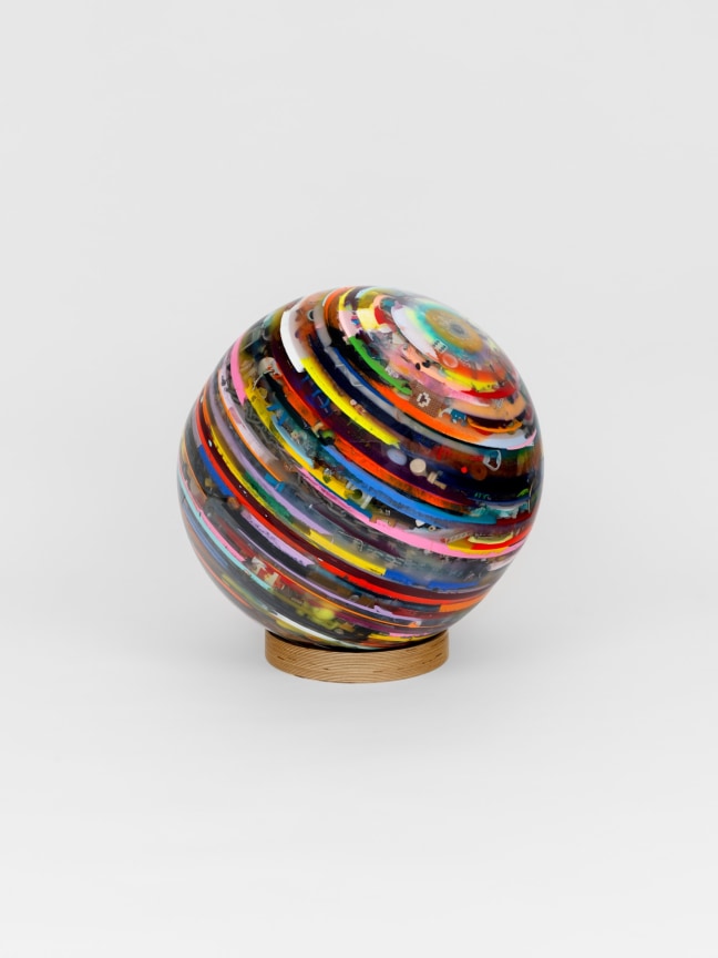 WEDON&#039;TSTOPY&#039;ALLANDITJUSTWON&#039;TSTOP, 2024, Epoxy resin, pigments and found objects, 24 x 24 x 24 inches, 61 x 61 x 61 cm, MMG#37296