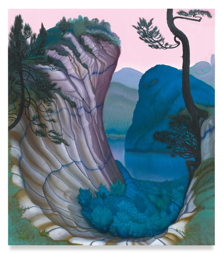 Blue Mountain, 2022, Enamel on canvas, 32 x 28 inches, 81.3 x 71.1 cm, MMG#34804