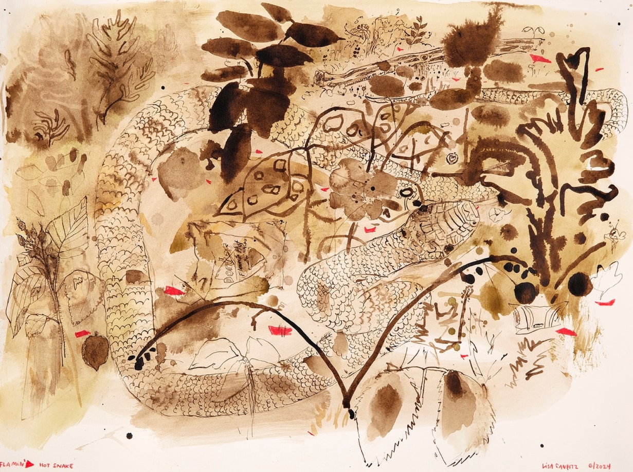 Lisa Sanditz, Flaming Hot Snake, 2024, courtesy of&nbsp;Alexandre Gallery