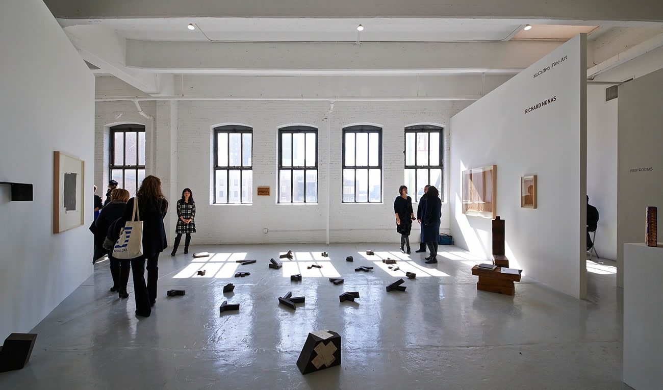 McCaffrey Fine Art&rsquo;s presentation of Richard Nonas&rsquo;s sculptures from the 1980s at the fifth edition of Independent New York in 2014. Photography: Thomas Powell imaging.