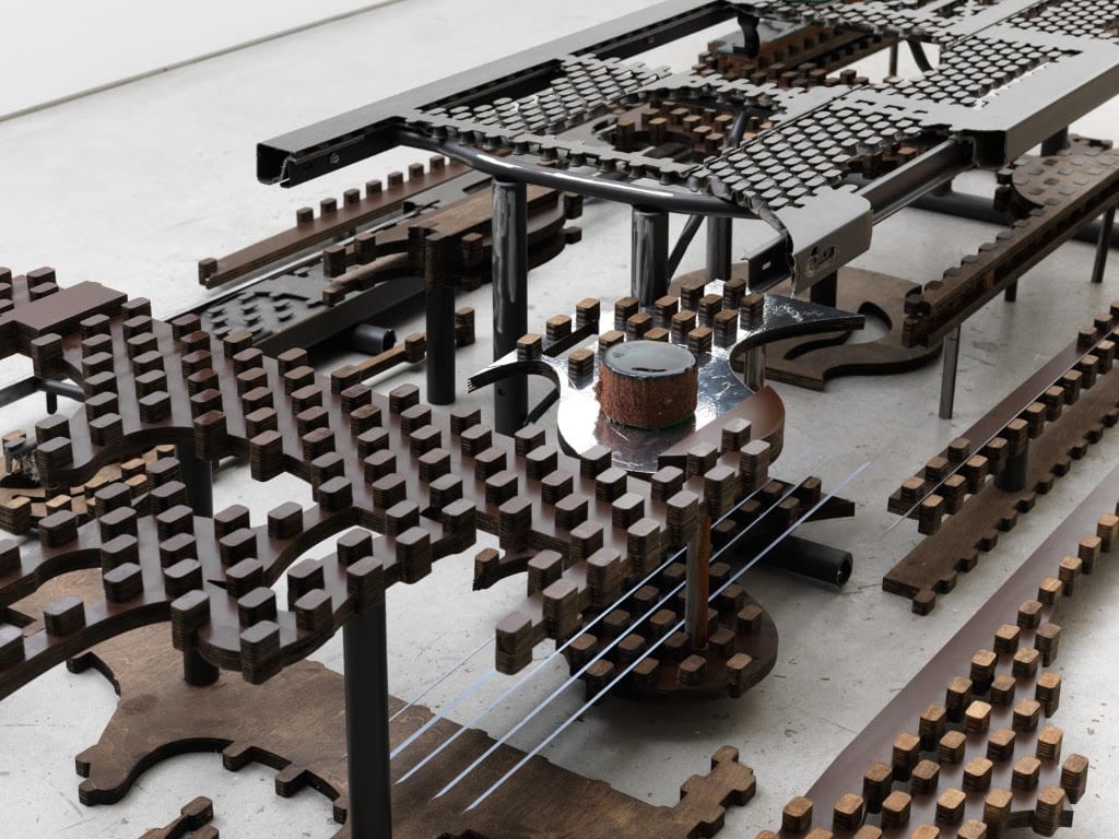 Anne Libby, &quot;Acting Blanks&quot;,&nbsp;2017.&nbsp;Glass, wood,&nbsp;formica, polyethylene, powder-coated steel,&nbsp;mylar.&nbsp;