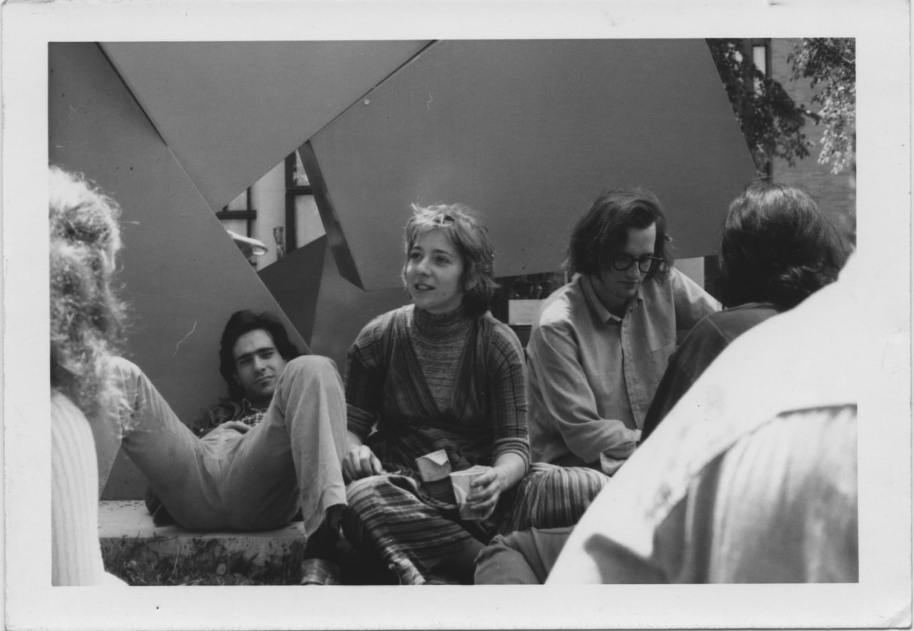 Judy Pfaff with Eric Holzman and Frank Moore at Yale, c. 1970s.&nbsp;Courtesy of the artist and Cristin Tierney Gallery.