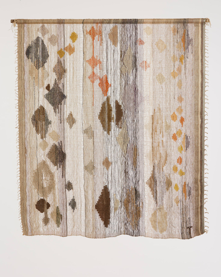 Lenore Tawney, Floating Shapes, 1958, Linen, silk, wool, 49 x 42 in,&nbsp;Courtesy of The Lenore G. Tawney Foundation, New York, and Alison Jacques, London &copy; Lenore G. Tawney Foundation