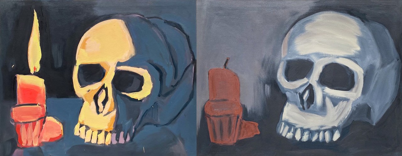 Luis Frangella, On the blink of an eye, 1986, acrylic on canvas, 48 x 119 &frac34; in. &copy; The Estate of Luis Frangella. Courtesy of Cosmocosa.