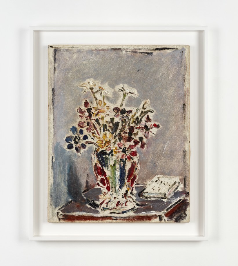 Filippo de Pisis, Vaso di fiori con libro, 1947, Oil on canvas,&nbsp;19 11/16 x 15 3/4 in,&nbsp;Photo by Carlo Favero, Courtesy of Filippo de Pisis Estate and P420, Bologna