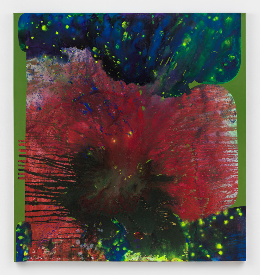 Vian Sora,&nbsp;Ecotone I, 2023, oil on canvas with mixed media, 67 x 72 x 2 in, 170.2 x 182.9 x 5.1 cm, courtesy David Nolan Gallery, 2023.