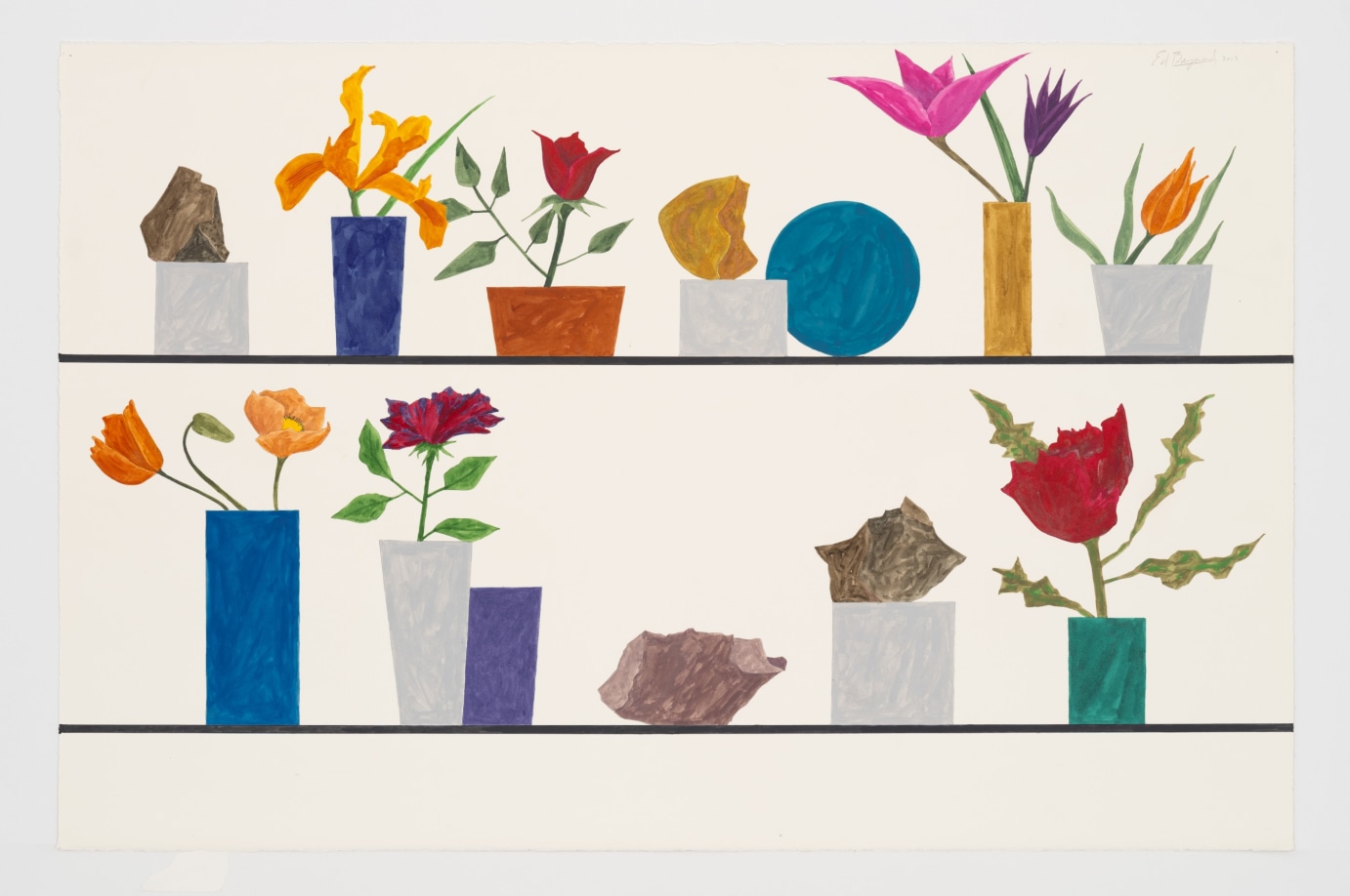 Ed Baynard, Untitled, 2013, Signed and dated recto, Acrylic, and graphite on paper, 26 1/4 x 40 1/8 inches, courtesy James Fuentes &copy; Ed Baynard