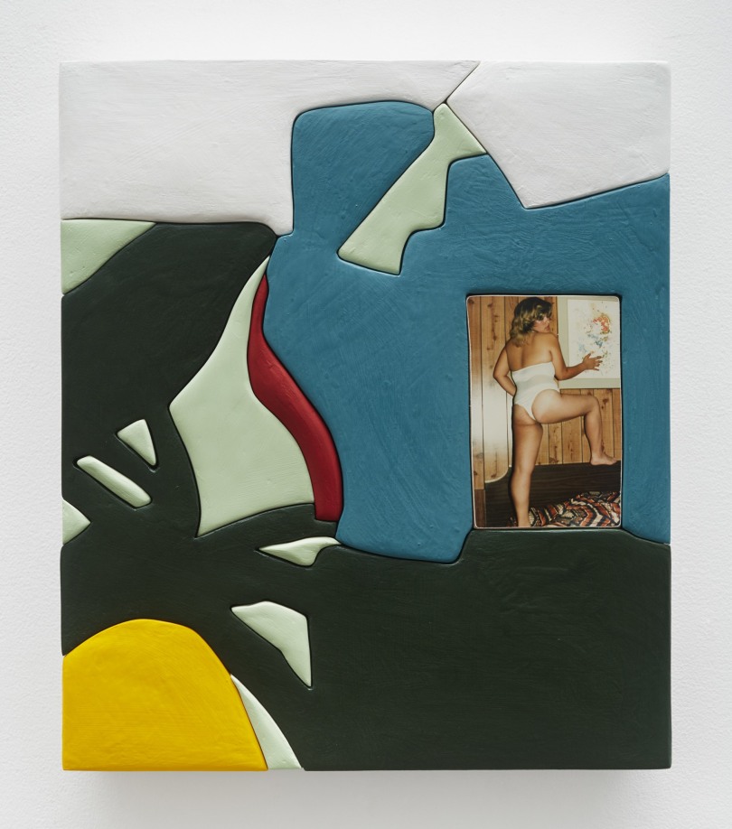 Sadie Benning, Brenda, 2017, wood, aqua resin, casein, acrylic gouache and found photograph, 18 x 15 1/2 in, courtesy the Artist and Corbett vs. Dempsey, Chicago