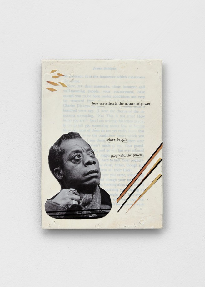 Studio K.O.S., The Fire Next Time (after James Baldwin), 2022, collage on panel, 7 x 5 in, photo by Stephen James &copy; Studio K.O.S., courtesy Maureen Paley, London
