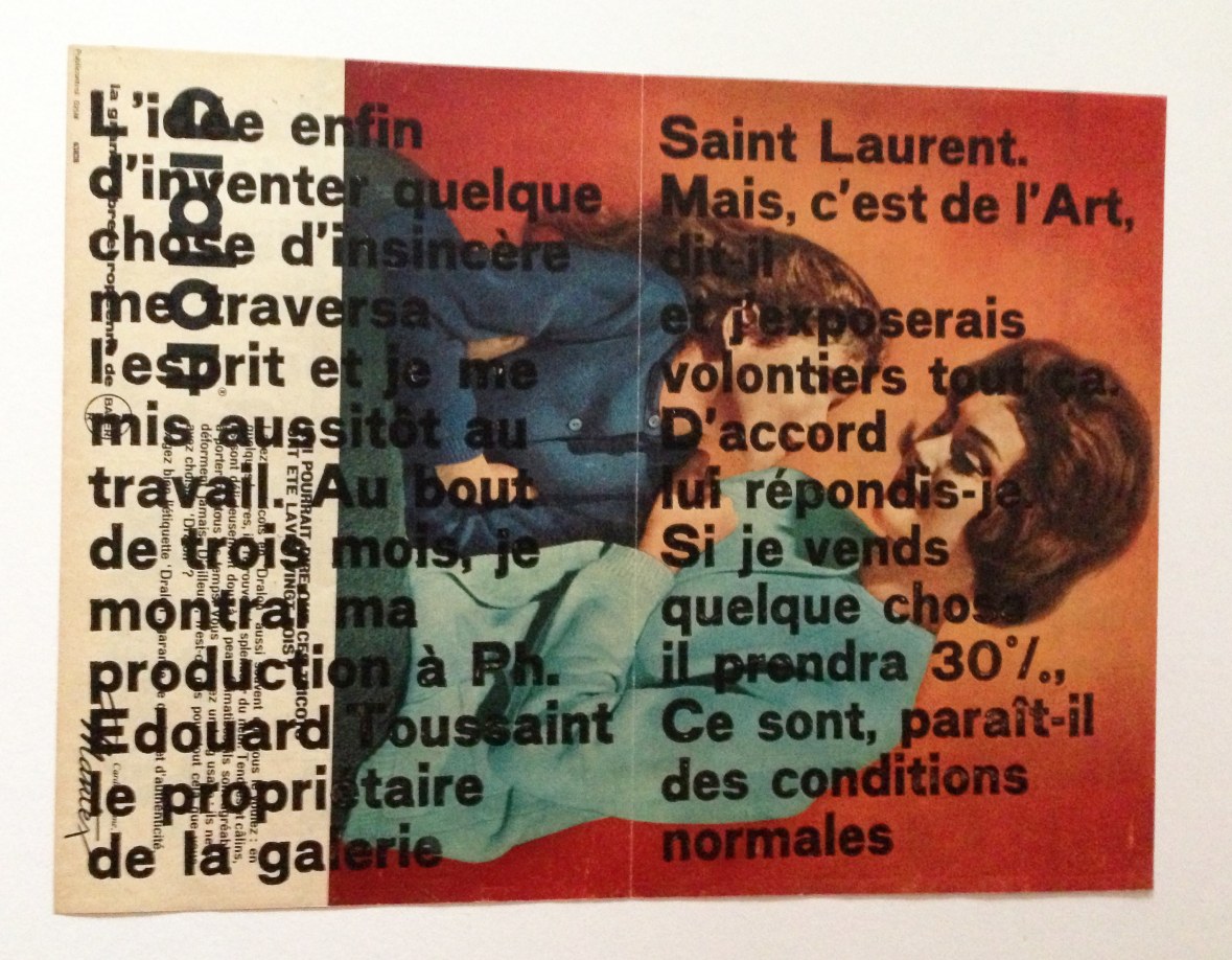 MARCEL BROODTHAERS. &quot;Moi, Aussi...&quot; (Galerie Saint Laurent). 1964. Image courtesy of Alden Projects&trade;, New York.