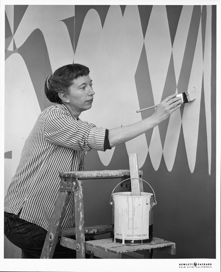 Photograph Mary Dill Henry painting a mural, Courtesy of University Archives and Special Collections, Paul V. Galvin Library, Illinois Institute of Technology