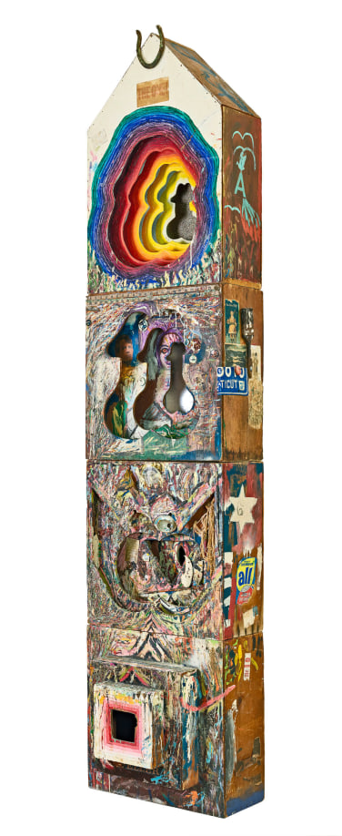 Dan Basen, The One!, 1967, wood, oil and found objects, 110 x&nbsp;24.02 in.&nbsp;Courtesy of Galerie Gmurzynska.