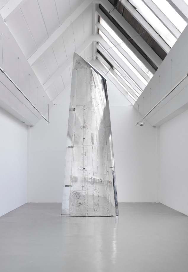 Fiona Banner aka The Vanity Press, &quot;Nude Wing&quot;, 2011, Polished Tornado airplane wing, canvas hood, acrylic, 230 x 590 x 28 cm.