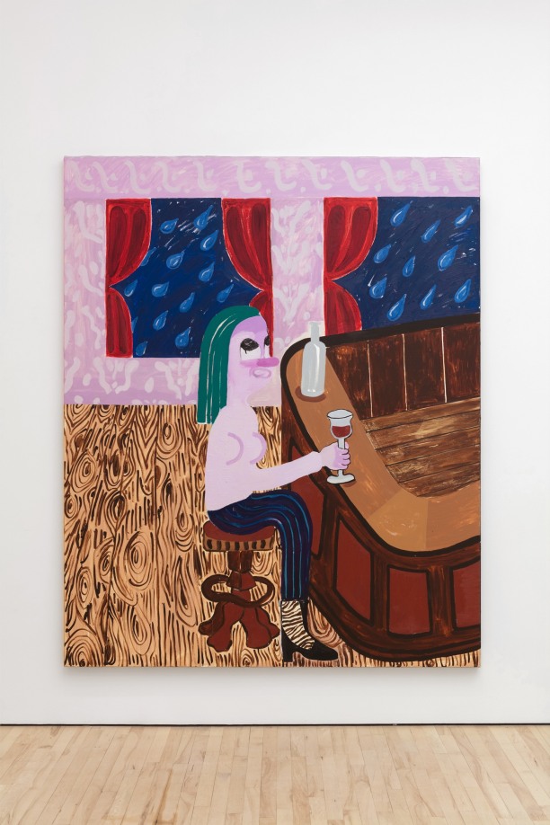 Nel Aerts The Village Idiot, 2017 Acrylic, oil, oil sticks, velvet and corduroy on canvas 220 x 180 cm (NA110)