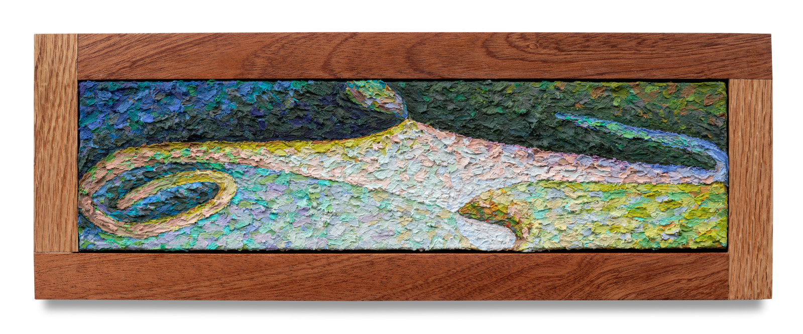 Alicia Adamerovich, Not for the faint of heart, 2025, oil on linen over panel, 3 x&nbsp;12 in,&nbsp;photo by Bradley Marshall, courtesy of the artist and Michael Kohn Gallery, Los Angeles, &nbsp;