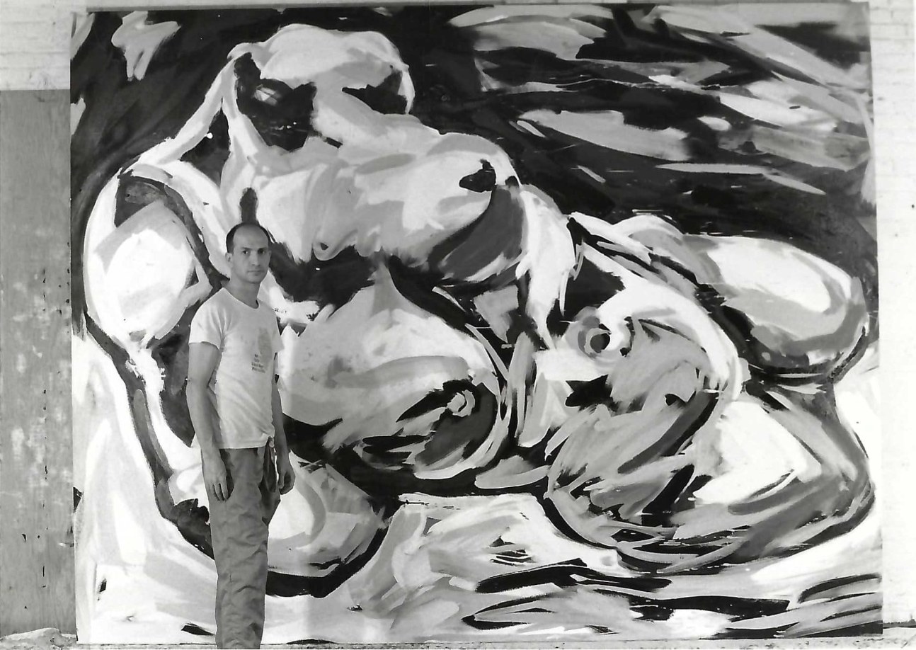 Luis Frangella alongside his Torso, horizontal, 1984. Courtesy Civilian Warfare Archive.