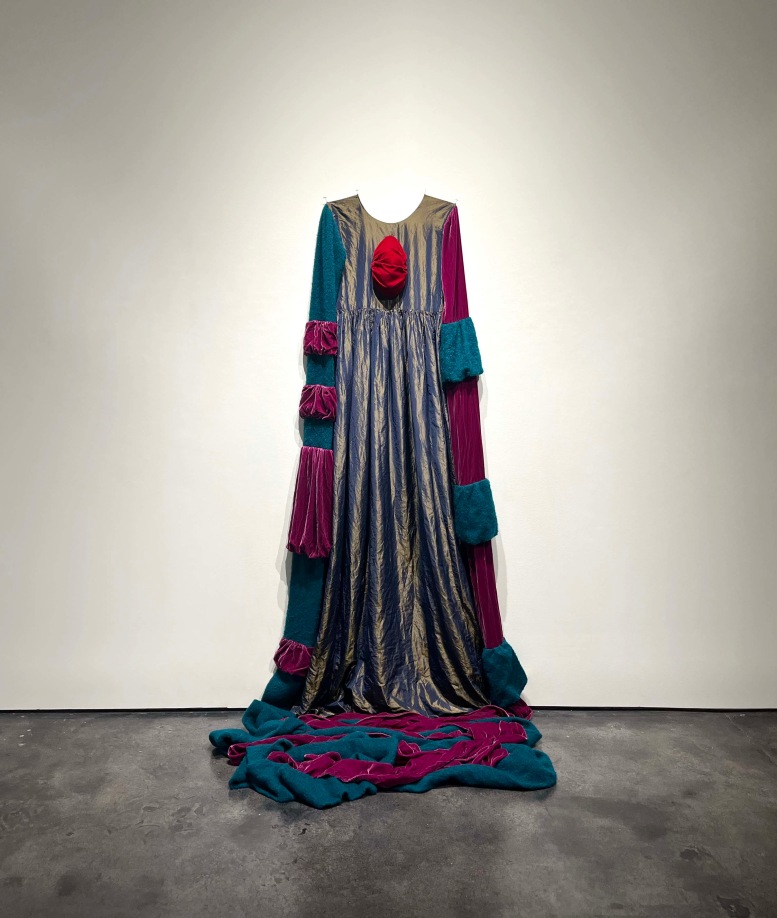 Beverly Semmes, Knave, 2007-2022, Taffeta, velvet, and wool, 84 x 36 x 21 1&frasl;2 inches. Courtesy the artist and Susan Inglett Gallery.