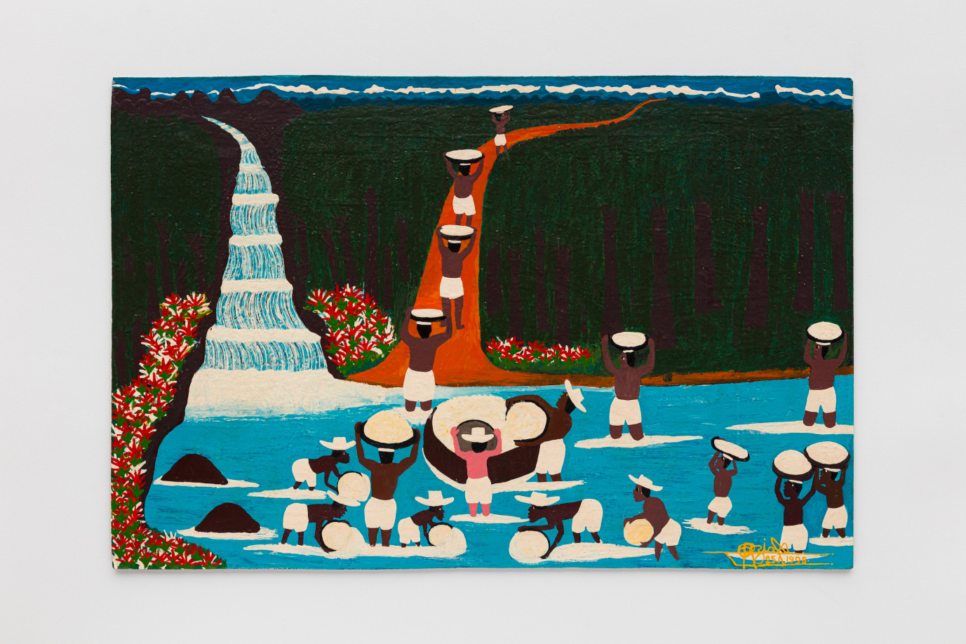 Odoteres Ricardo de Ozias, Os garimpeiros [The prospectors], 1999, oil on wood chipboard, 40 x 60 cm, photography by Ana Pigosso. Courtesy of Galeria Danielian and Independent.