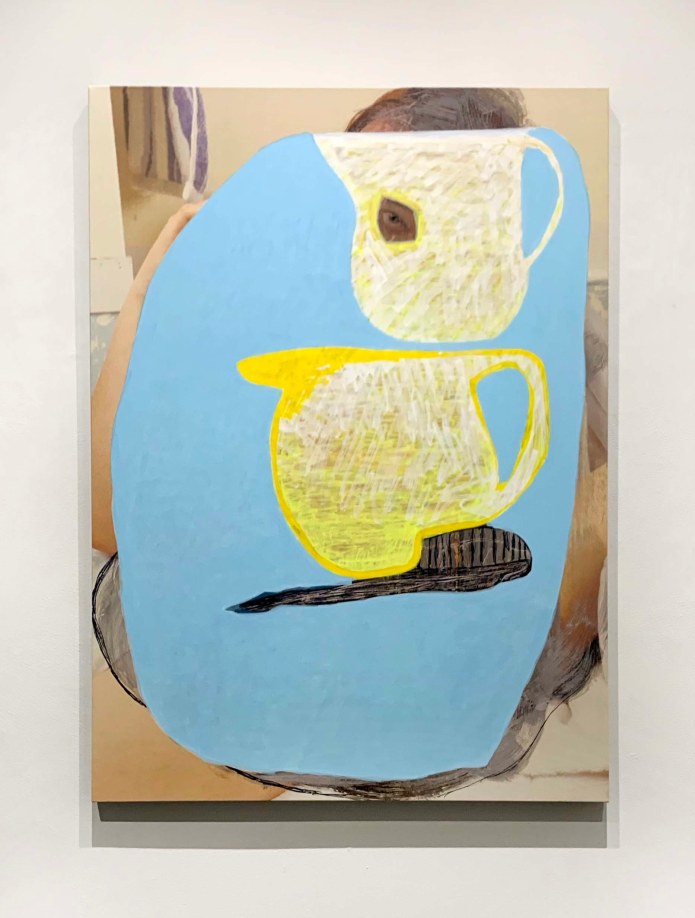 everly Semmes, Eye Tooth, 2021, Ink and acrylic over photograph printed on canvas, 55 x 40 inches. Courtesy the artist and Susan Inglett Gallery.