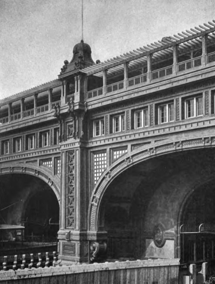 Municipal Ferry Houses, detail Slip 6-7, Photo: Architects and Builders' Magazine, v.42 (1909-1910).