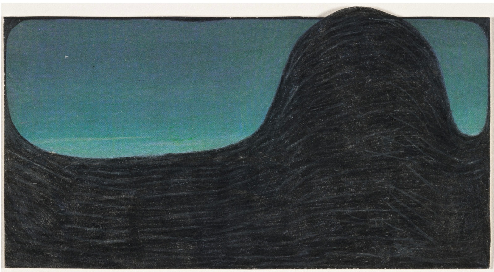 Leopold Strobl, Untitled (2015-211), 2015, Pencil and colored pencil on printed paper, cut-and-mounted on paper, 3 × 5 5/8 in., © Leopold Strobl, courtesy Ricco/Maresca, New York.