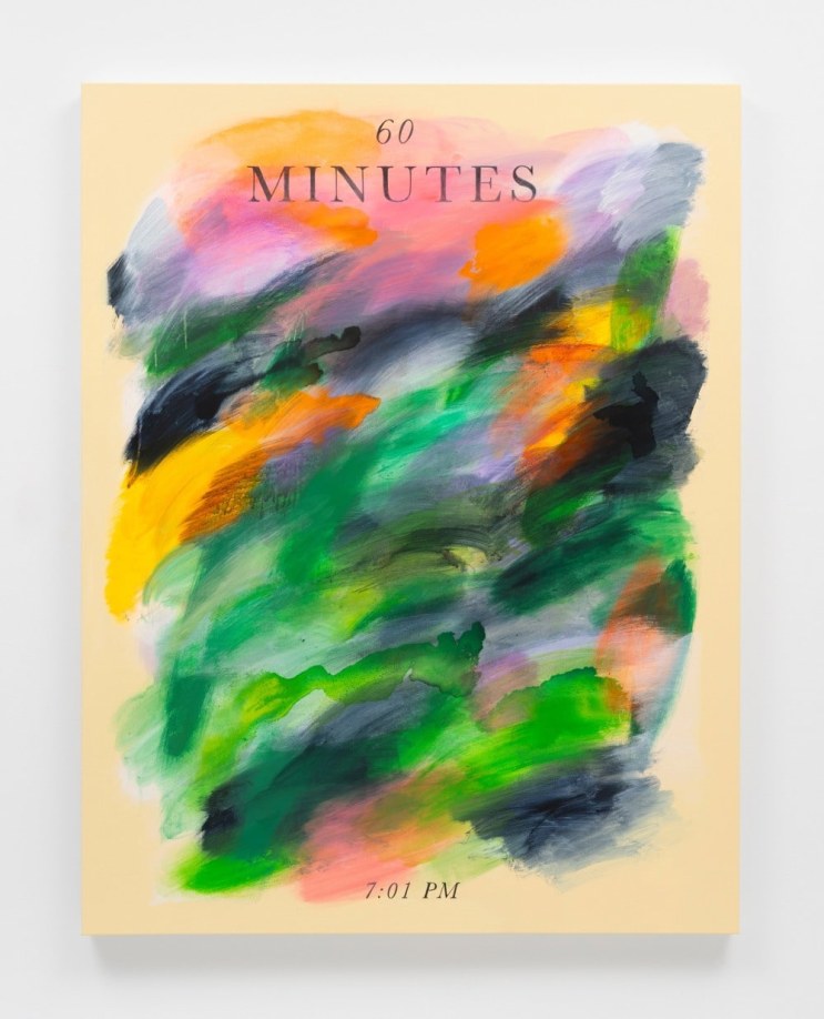 Andrew Kuo, 60 Minutes, 2023, acrylic on canvas, 55 x 42.5 in, courtesy of Broadway