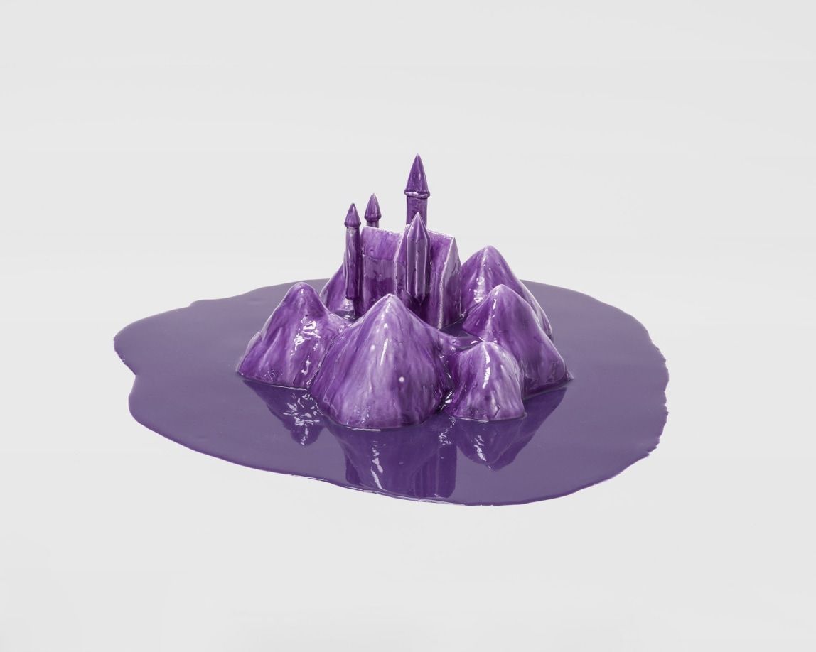 Jacci Den Hartog, Purple Fog, 1992-2025, plaster, rubber, 8 x 18 x 18 in. Courtesy of Tureen and Independent.
