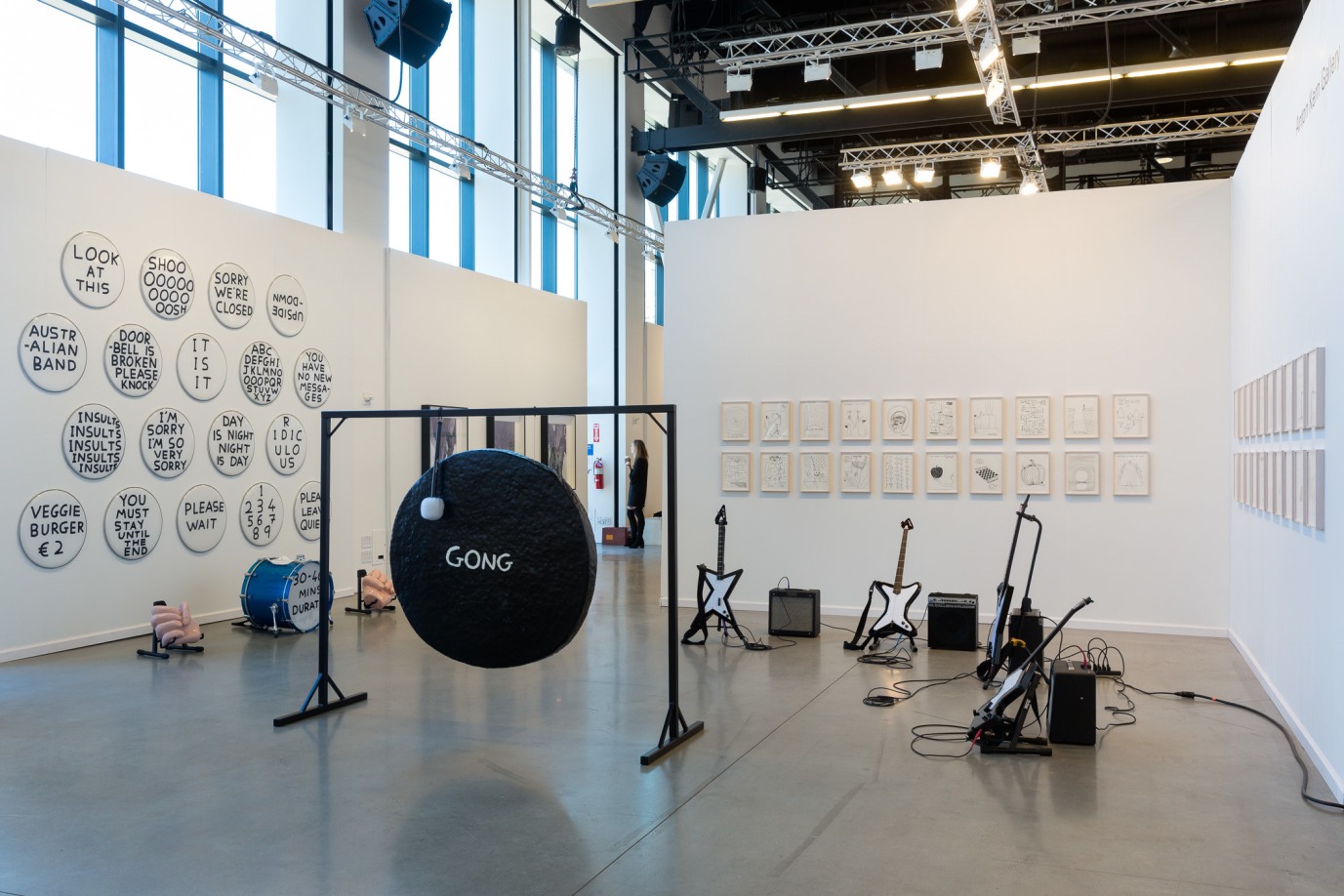 David Shrigley solo presentation and interactive installation with Anton Kern Gallery at the eighth edition of Independent New York in 2017. Photographer: Etienne Frossard.