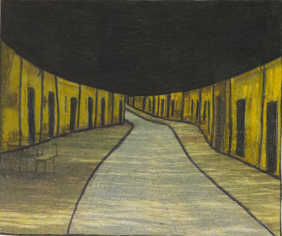 Leopold Strobl, &quot;Untitled&quot;,&nbsp;2014. Graphite and colored pencils on newsprint cut and mounted on paper.