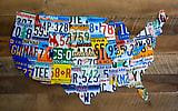 United States License Plate Art on Barnwood ©1996