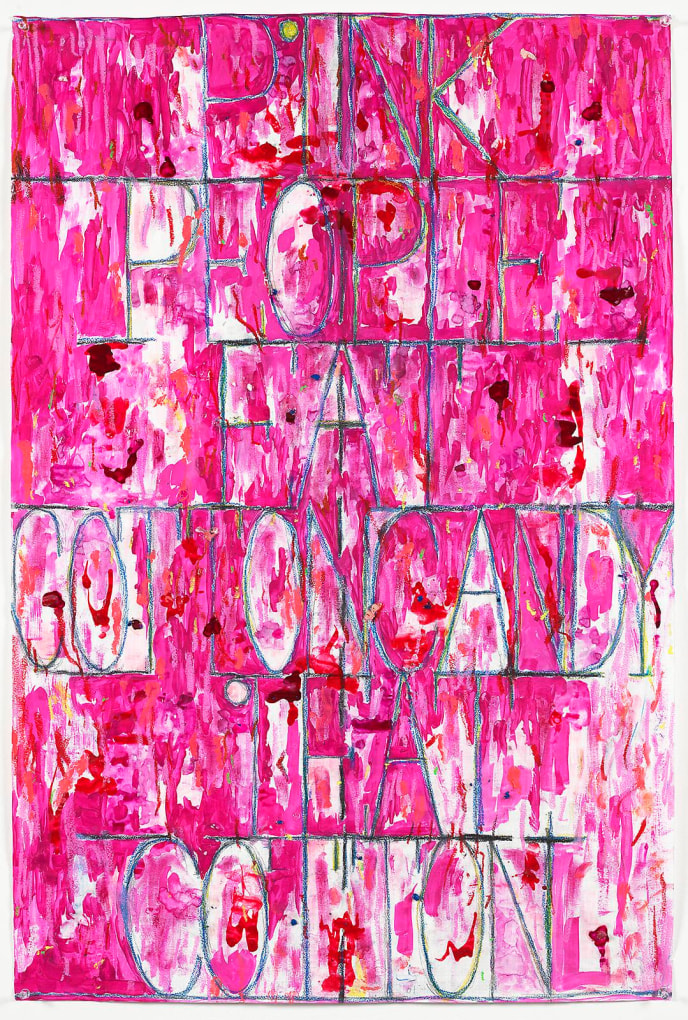 POPE.L Skin Set Painting: Pink People Eat Cotton Candy That Cotton