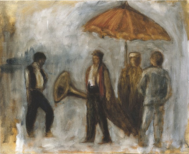 AXEL GEIS Gruppe mit Sonnenschirm